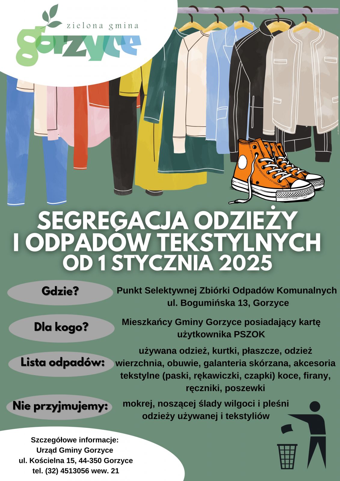 plakat informujący o odpadach